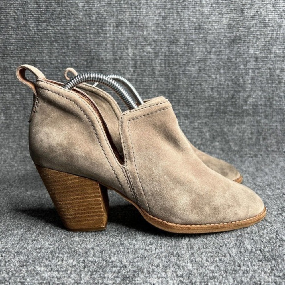 Jeffrey Campbell Rosee Booties Ankle Boots Womens 9 Taupe Suede Leather Heels